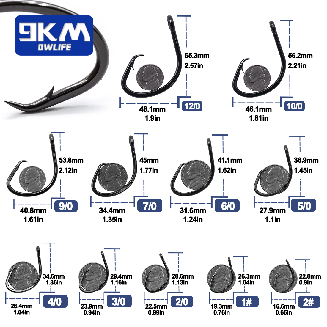 9KM Circle Hooks 25~50Pcs Salt - Fishing Hook Offset review and price