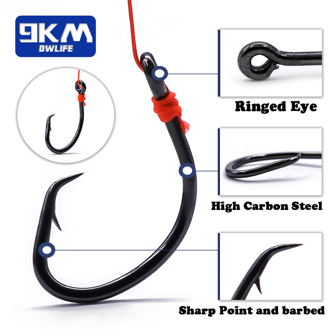 9KM Circle Hooks 25~50Pcs Salt - Fishing Hook Offset review and price