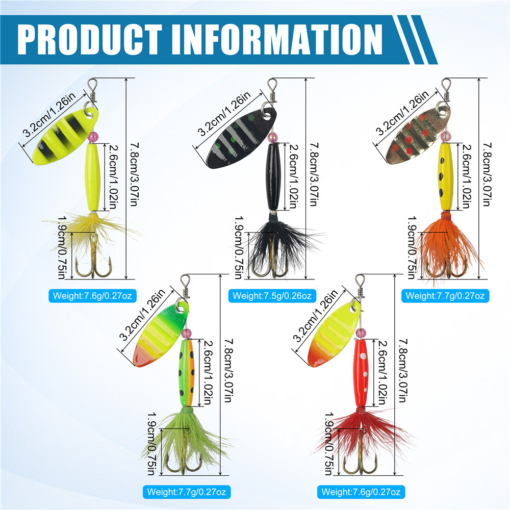 5/10/16Pcs Spinner Fishing Lur - Fishing Hook Treble review and price