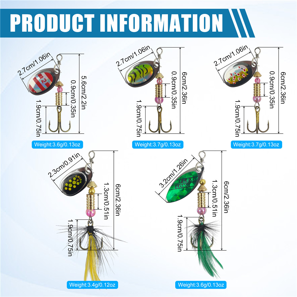 5/10/16Pcs Spinner Fishing Lur - Fishing Hook Treble review and price