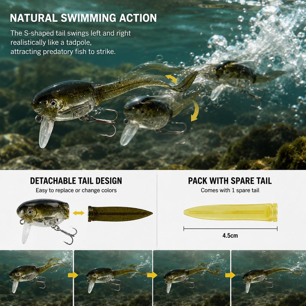 1pcs Tadpole Hard Bait Fishing - Fishing Hook Treble review and price